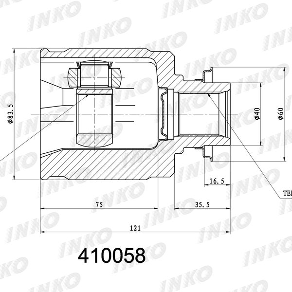 Шрус внутренний Honda 44310-S84-A70 Inko 410058 левый (HO-614) D15/16B B20B RD1/2/8 CL7/8 32x40x25  