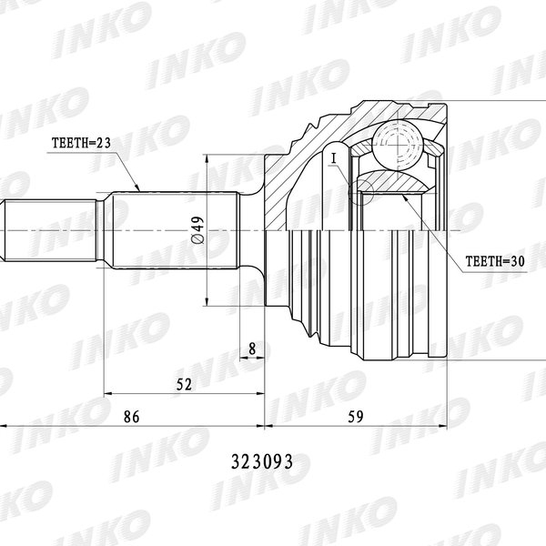 Шрус Nissan 39100-4AA0A Inko 323093 (CO-6326.0210-G15RA)