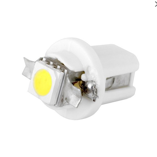Автолампа диод T5 (W1,2W) 12V 1 SMD диод B8.5d 1-конт Белая SKYWAY Приборная панель min10