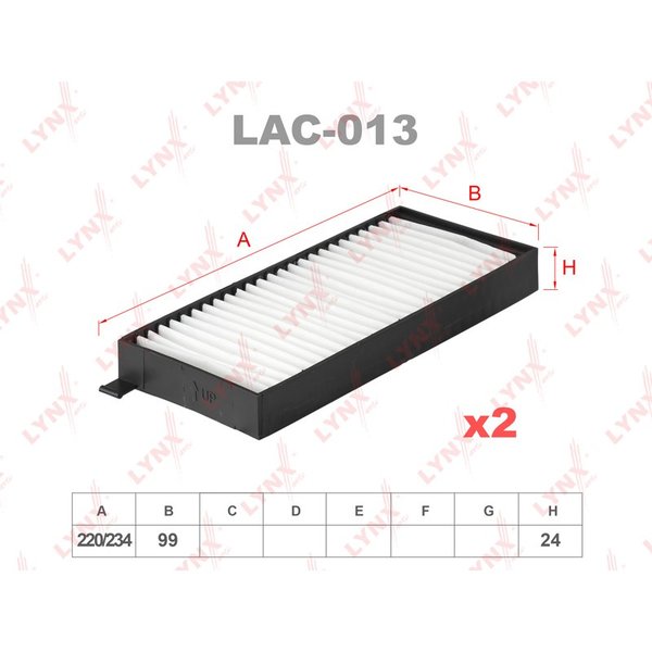 Фильтр салонный Lynx LAC-013 (CU 22009-2 Mann/68111-091A0 Ssanyong)