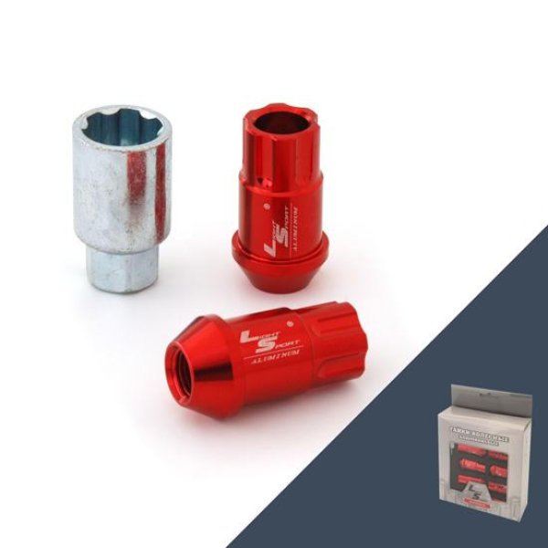 Гайка колёсная 12*1,5 44мм, внешний спец, алюминиевая, 20+1 ключ, Red, AL116