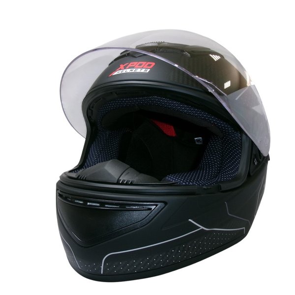 Шлем TVS RACING XPOD Blistering Black - Silver- M