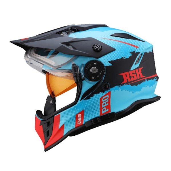 Шлем dual sport RSX Iceman (H-331) Winter: Красно-голубой матовый, 2XL (в комплекте желтые очки)